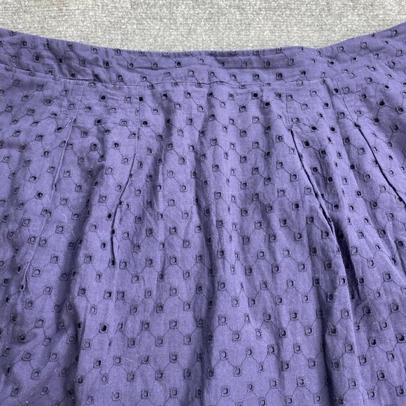 Loft Skirt Womens 14 Navy Eyelet Lace Overlay Boho Peasant Full Cotton Lined - Picture 2 of 12